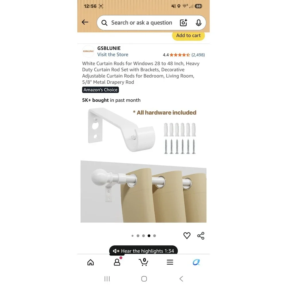 3 Heavy Duty White Adjustable Curtain Rods 28 To 48in